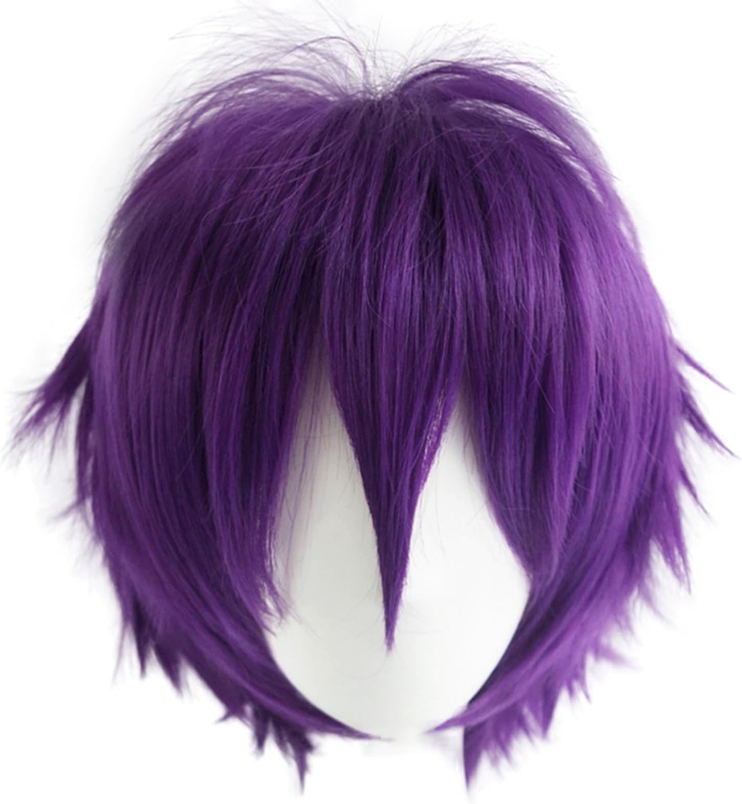 Alacos Short Fashion Spiky Layered Anime Cosplay Wig Halloween Christmas Carnival Dress Up Pretend Play Party Wig Gift+Cap (Purple)