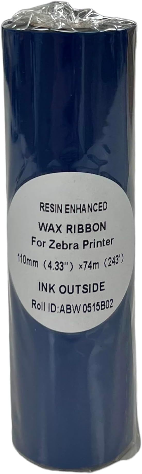 Thermal Transfer Printer Ribbon Roll – Bulk Black Standard Resin-Enhanced Wax Ribbons (4.33" x 244'/110mm x 74m) – Compatible with Zebra Printers & More (50 Rolls)