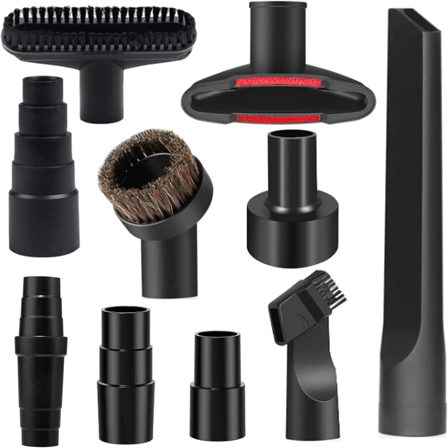 10 Pcs Universal Vacuum Attachments & Brushes for Shop Vac Accessories, 2 1/2" to 1 1/4" Hose Adapter for Shop Vac, 1 7/8" to 1" Vacuum Brush Attachment, Vacuum Accessories and Attachments