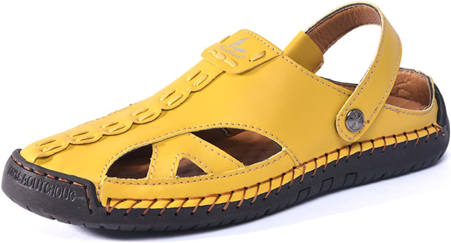 Women’s Handmade Leather Fisherman Sandals - Closed Toe Slip-On Breathable Design with Non-Slip Sole Stylish Summer Outdoor Beach Shoes for Hiking Casual Wear & Water Activities