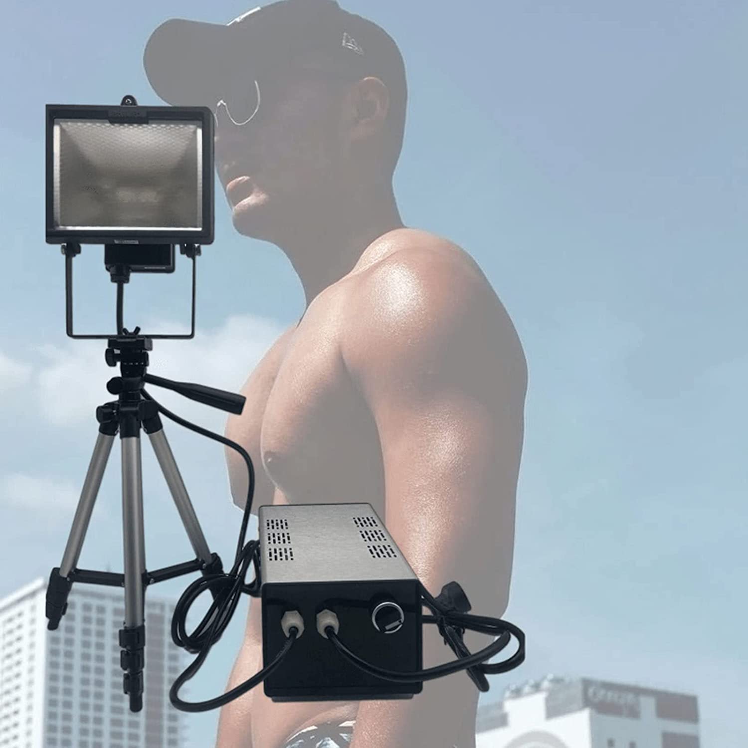 ADORZ Tanning Light At Home, 300W Sunbed Tanning Lamp With Retractable Tripod & Safety Glasses, UVB UVA Face and Body Home Sun Tanner Light for Better Tan Coverage