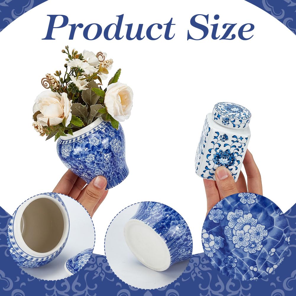 ORIGACH 5 Stück Keramik Ingwergefäß Blau Weiß Chinoiserie Dekorvase Ingwertöpfe Aus Porzellan Porzellanvasen Für Den Couchtisch Eingang Bauernhaus Wohnzimmer Wohnkultur