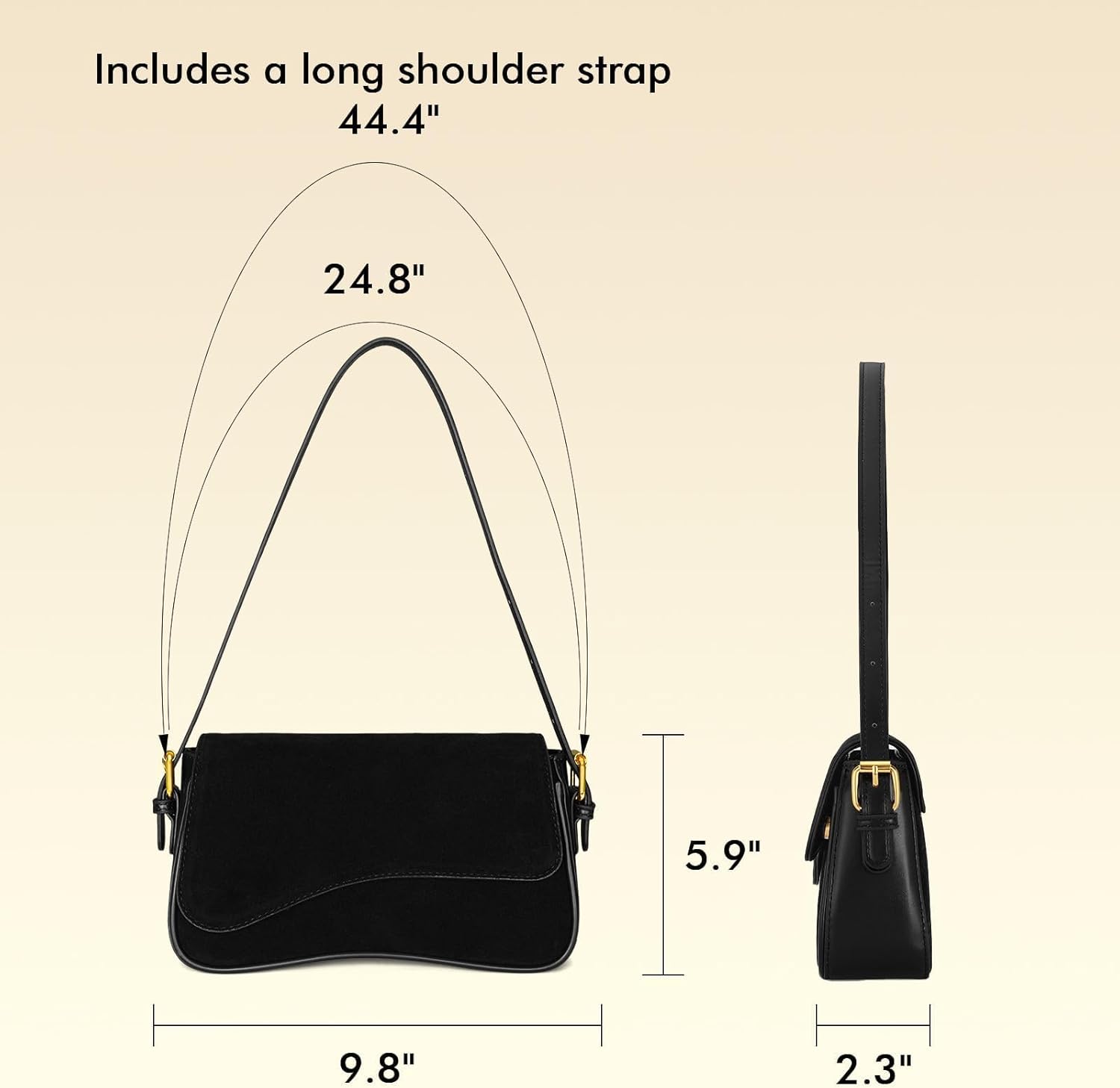 Shoulder Bag for Women Small Purse Mini Hobo Handbag Trendy Suede Purse with 2 Detachable Shoulder Straps - Image 5