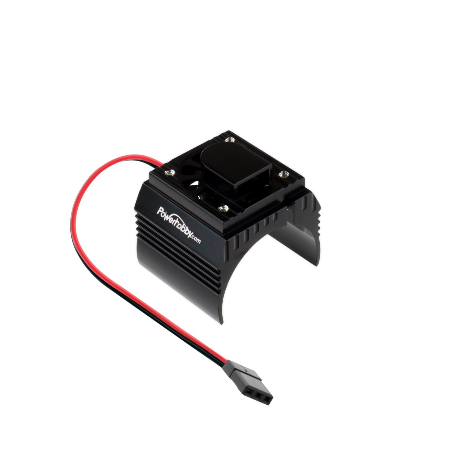 Powerhobby Aluminum Motor Heatsink + Cooling Fan For 1/8 Size Motors Black fits : Castle Creations 2200kv + 2650KV Motors, Dynamite, Hpi, Novak, Trinity, Arrma Nero, Kraton, Fazon, Outcast, Tekin,