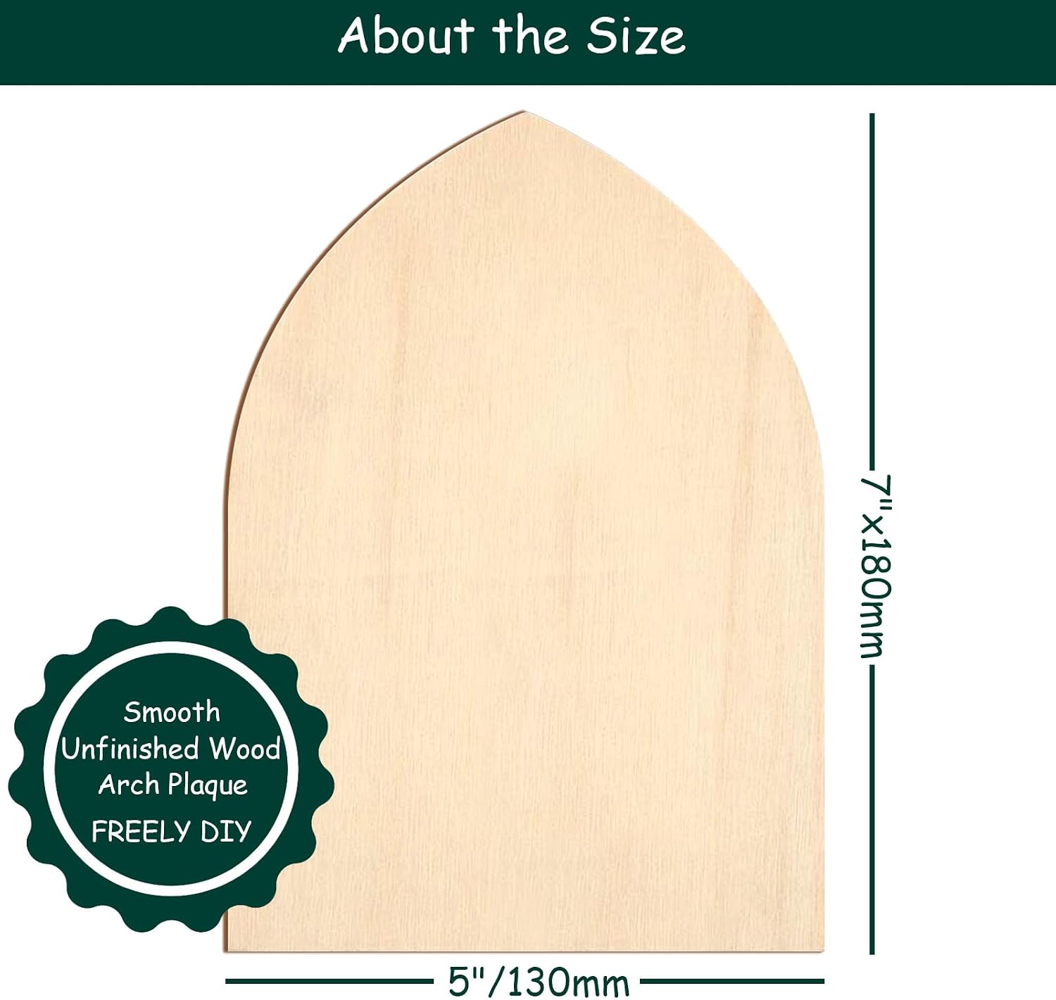 12 Pack Unfinished Gothic Arch Wood Plaque, 5” x 7” Basswood Shield Plaque Unfinished Wooden Arch Crafts DIY Gothic Wood Surface for Woodburning DIY Project Crafts