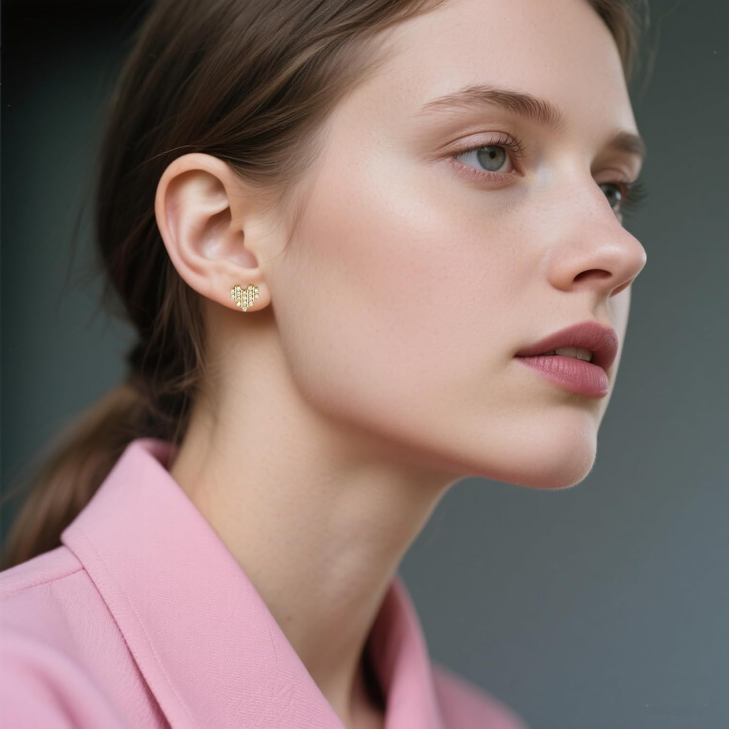 SLUYNZ 925 Sterling Silver CZ Love Heart Earrings Studs for Women Teens Sweet Love Stud Earrings - Image 4