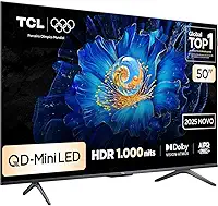 Smart TV TCL 50 Polegadas QLED Mini LED 4K C6KS WiFi Bluetooth Google TV HDR10+ Dolby Atmos 50C6KS