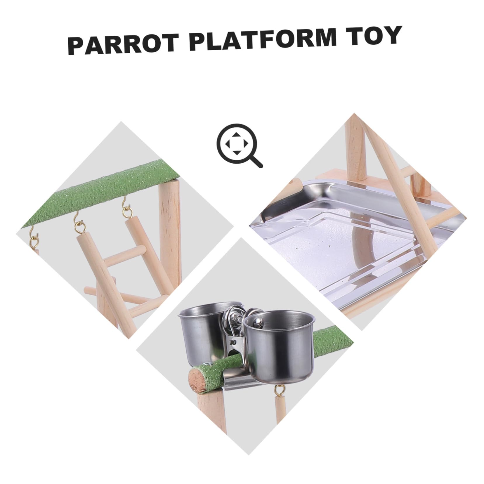 BESPORTBLE Piattaforma Giochi Per Uccelli Legno Con Trespolo Esercizi e Divertimento Per Pappagalli e Uccelli Domestici Giocattoli Per Addestramento e Stimolazione Mentale