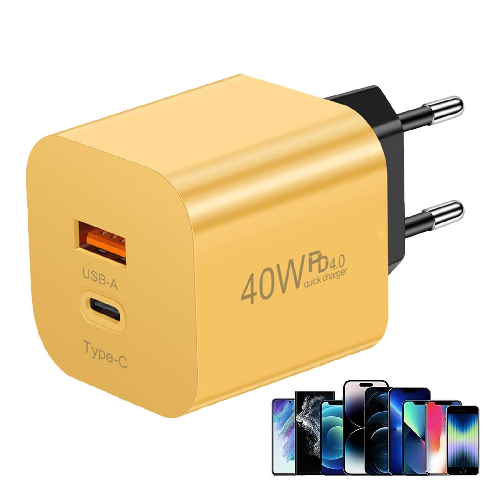 Caricatore Rapido USB C Ricarica Smartphone PD40W | Caricatore A Muro Multi-Porta Per Viaggiatori Casa Amanti della Tecnologia Giocatori Comodino Auto Aeroporto Hotel Sala