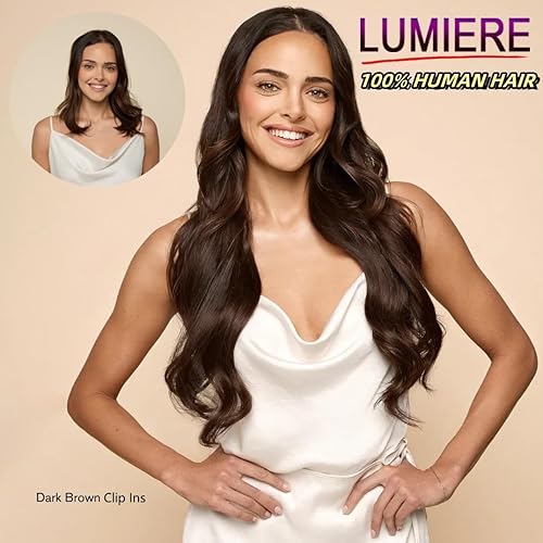 Miniatura 3 de LUMIERE Yaki - Extensiones de cabello humano lacio con clip, cabello humano real rizado grado 10A, cabello Remy brasileño 10A, 8 piezas con 20