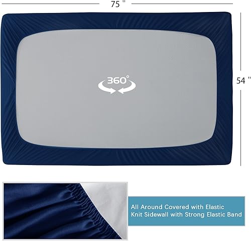 Miniatura 5 de Paquete de 2 protectores de colchón tamaño individual, impermeable, silencioso y de cobertura suave, sábana bajera ajustable con bolsillo profundo