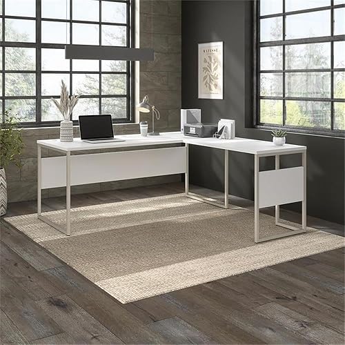 Miniatura 9 de Bush Business Furniture - Escritorio híbrido en forma de L de 72 pulgadas de ancho x 30 pulgadas de profundidad con patas de metal, color gris Gris
