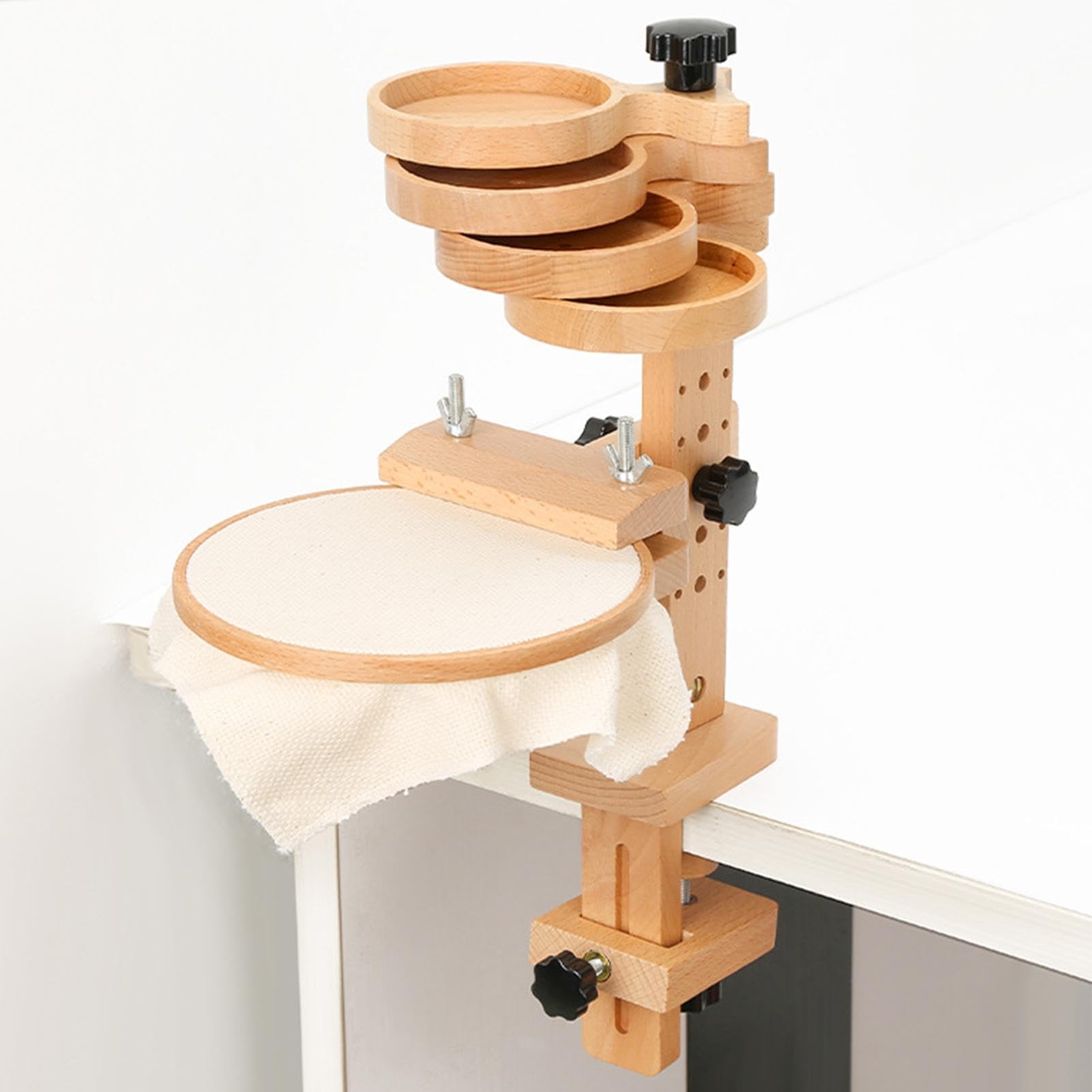 Supporto per telaio da ricamo, girevole a 360 gradi, in legno