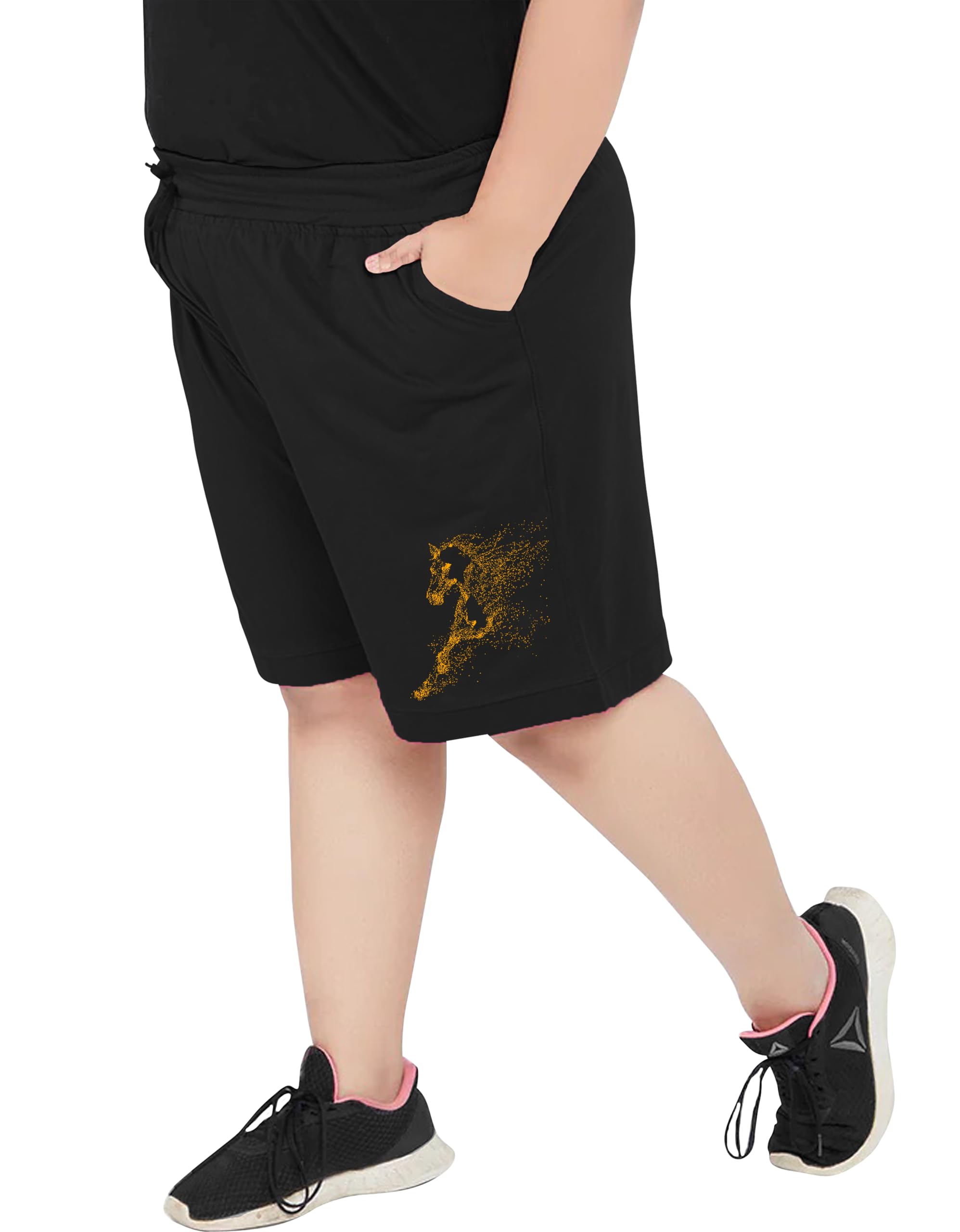 elite soul Womens Curvy Fit Bermuda Shorts ? Cotton Graphic Print | XL to 5XL | Pockets Included | Yoga, Lounge, Sleep & Casual Wear-picture-33