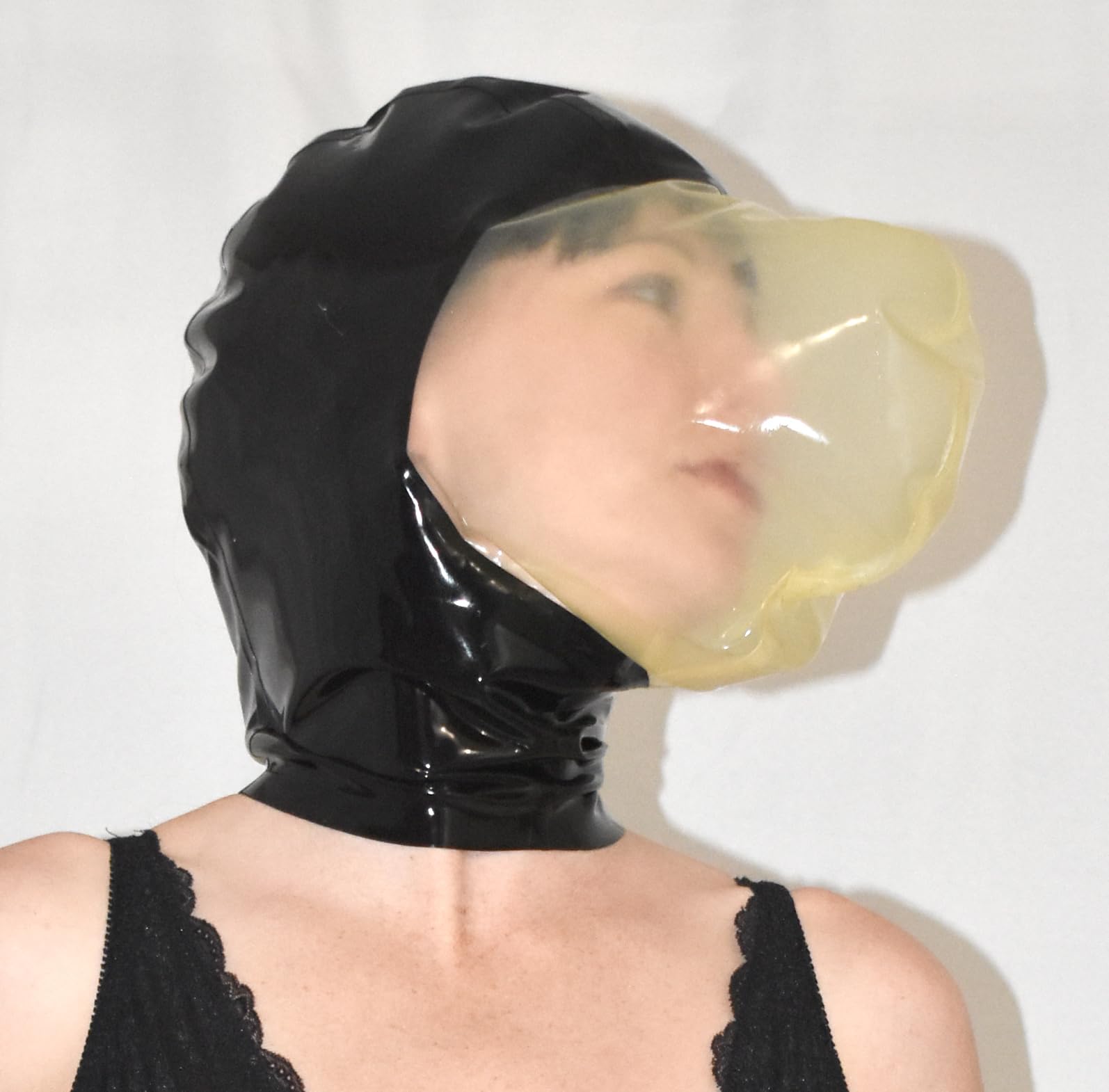 Masque latex Breathplay - Capuche caoutchouc contrôle respiration | Capuche caoutchouc pour Breathplay – Heavy Rubber Fétiche, Masque gaz & BDSM Latex Hood