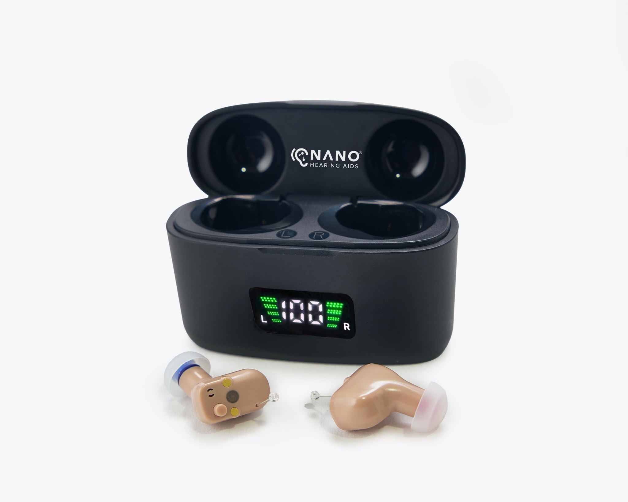 First Ear Plus CIC - Completely in Canal - For Adults & Seniors with Mild to Moderate Hearing Loss - Includes Rechargeable Battery, Portable Charging Case & Cable