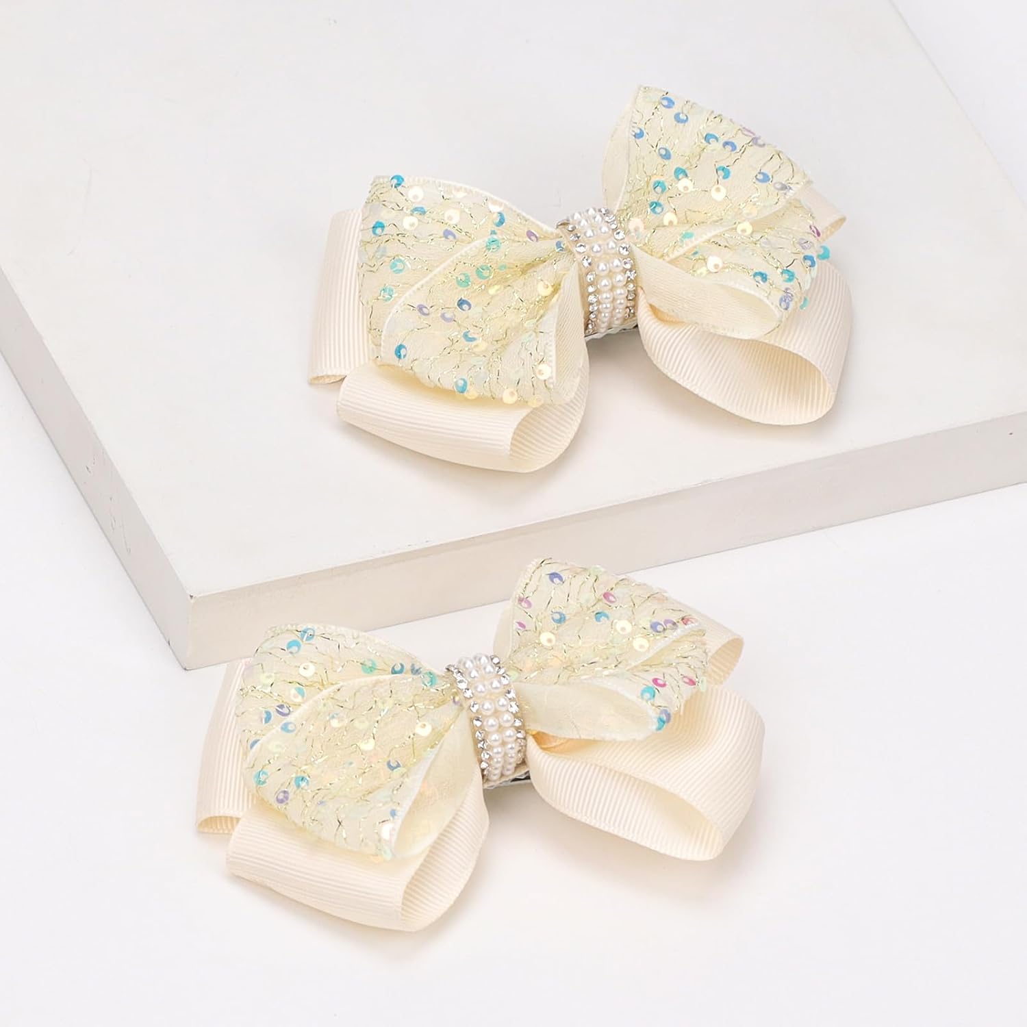 KISZU 4.5 Inch Sequin Glitter Hair Bows Clips, Sparkling Bling Little Bow HairPins Hair Accessories for Baby Girls Kids Children Teens and Women image 5