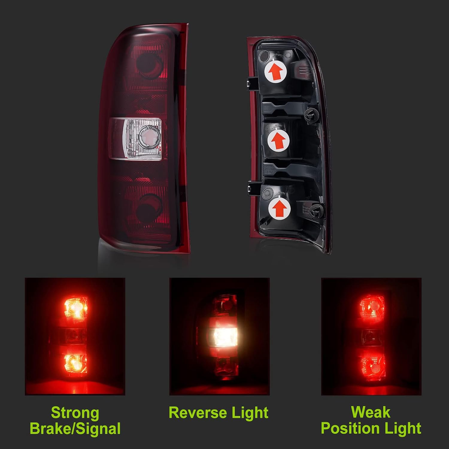 Tail Lights Compatible with Chevy Silverado 1500 2500 HD 3500 HD 2007-2013 GMC Sierra 2500 HD 2012-2014 Rear Lights w/o Wiring Harness