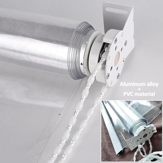 Clear Exterior Roller Shades Waterproof Plastic Roll Up Blinds,Heavy Duty Pvc Roller Drape,Outdoor Vinyl Curtains,Transparent Partition Rain Shutter,Dust-Proof with Side Chain,W×H-120×300cm/47.2×118in