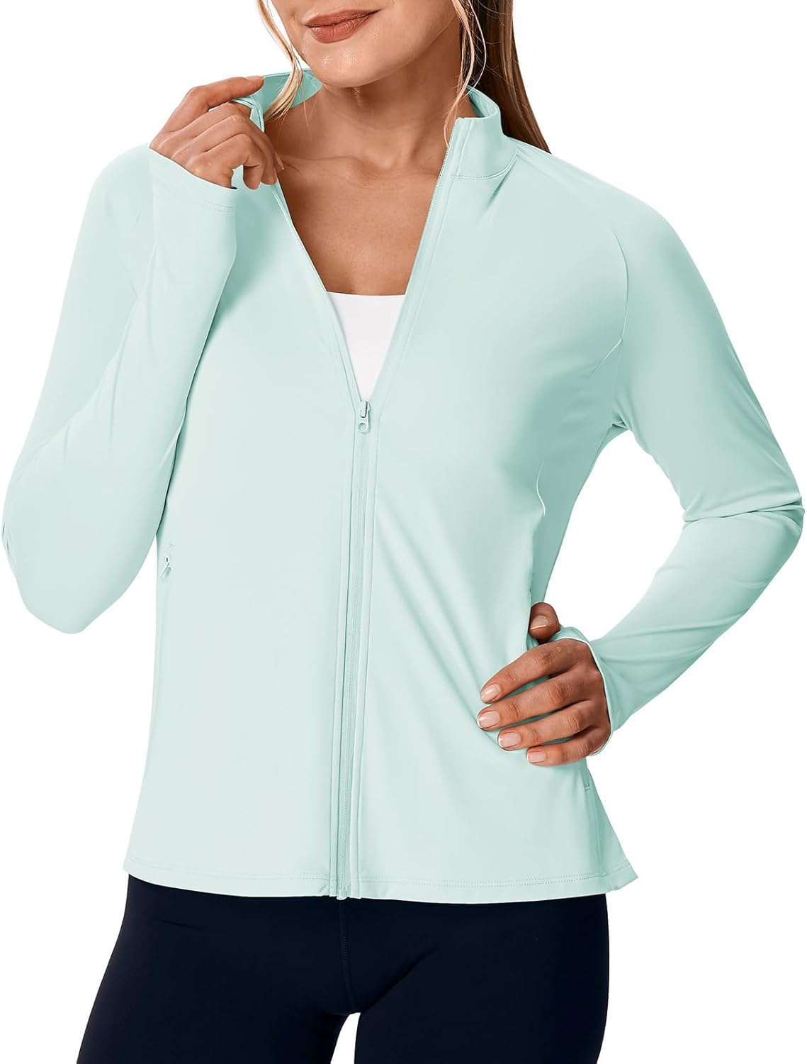 Rdruko Women's UPF 50+ Lightweight Athletic Jackets Sun Protection Full Zip Long Sleeve Packable Workout Shirts Running