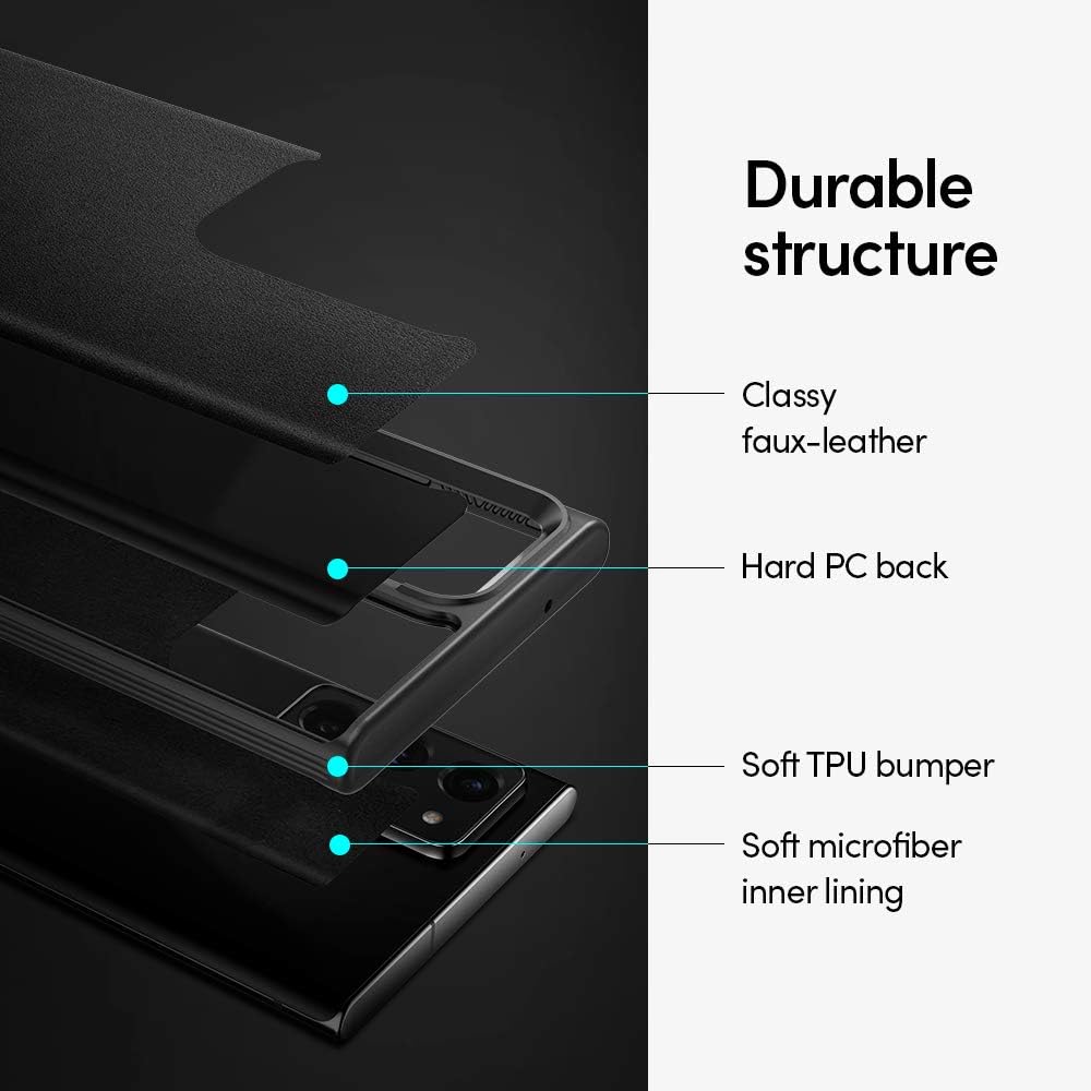 CYRILL Galaxy Note 20 Ultra Case, Leather Brick with TPU Bumper and PC Back for Multi-Layer Protection Designed for Galaxy Note 20 Ultra Case, Note 20 Ultra Case (2020) 5G - Black