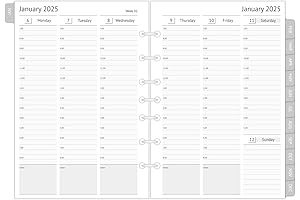 2025 Planner Refills for 3-Ring Mini Binder