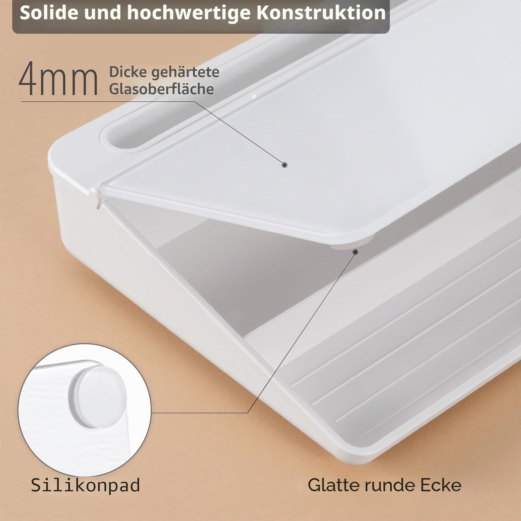 Varhomax Glas-Schreibtisch-Whiteboard mit kabellosem Ladegerät, trocken abwischbare Whiteboard mit Aufbewahrung, To-Do-Liste, Notizblock für Zuhause und Büro