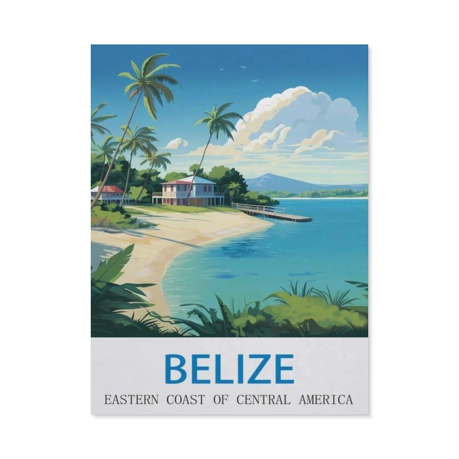 BEAYODKP Belize Eastern Coast of Central America，Diamond Painting Kits for Adults - 5D Diamond Painting Kit Full Drill, Diamond Art Kits for Home Wall Decor（50 x 60 cm/19.68 x 23.62 inches）-CM54