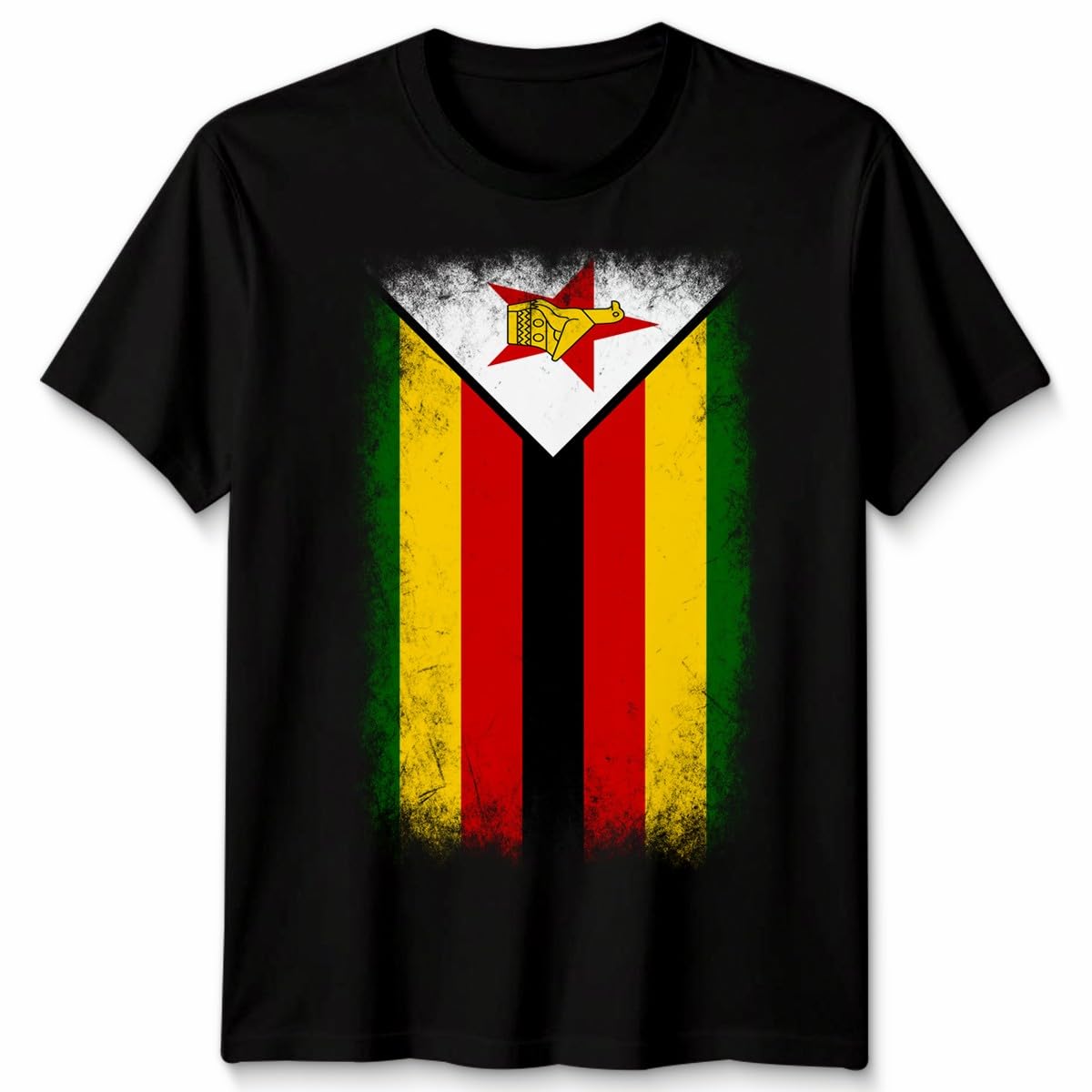 D&T Zimbabwe Faded Flag Unisex T Shirt Zimbabwean Football Jersey Gift Unisex 4XL Black — image 1