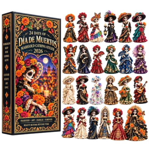 Día de Muertos Marigold Catrina Atelier Advent Calendar 2026 24 Days Countdown Calendar with 24 Acrylic Catrina Ornaments - Holiday Collectible Gift for Day of the Dead Culture Lovers