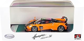 Pagani Huayra Roadster BC Orange and Carbon with Red and White Stripes 1/64 Diecast Model Car by LCD Models 64011 or LCD64011or