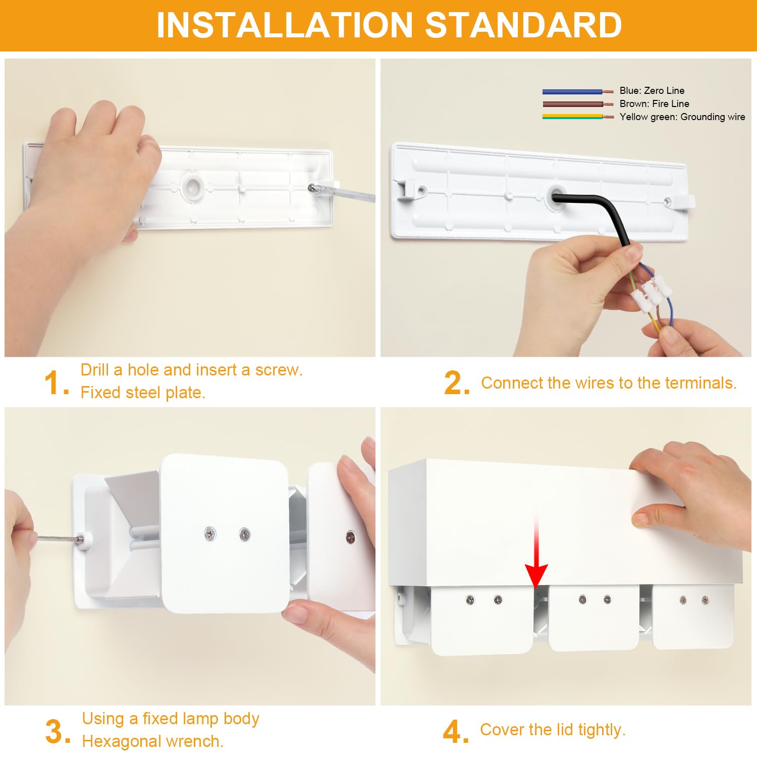 Kingwen 30W LED Lámpara de Pared Exterior Interior 0-120°El ángulo es ajustable Pared Exterior Blanco cálido 3000K Aplique Impermeable ip65 Lámpara 3000LM