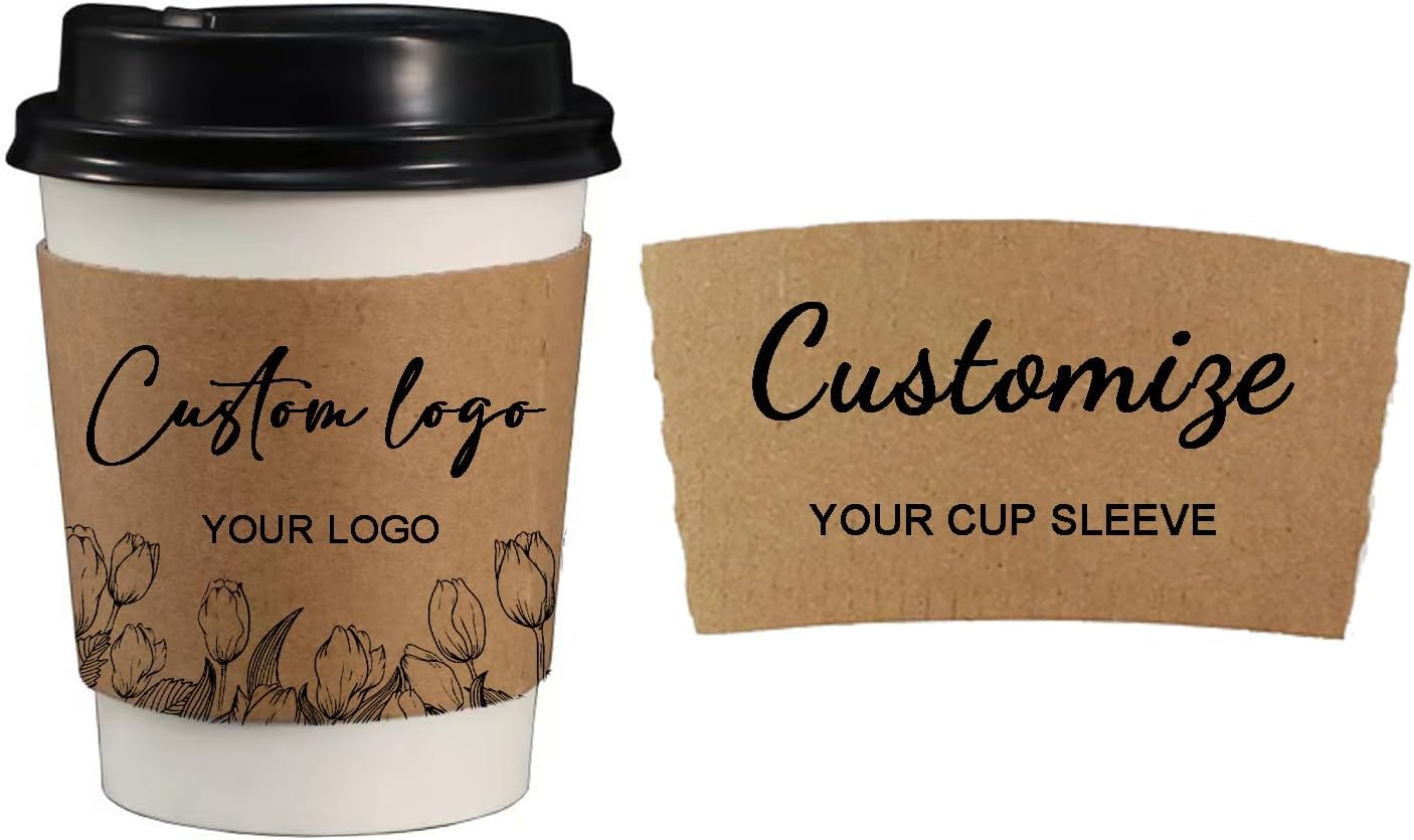 Custom Brown Kraft Coffee Cup Sleeves,Personalised Disposable Cup