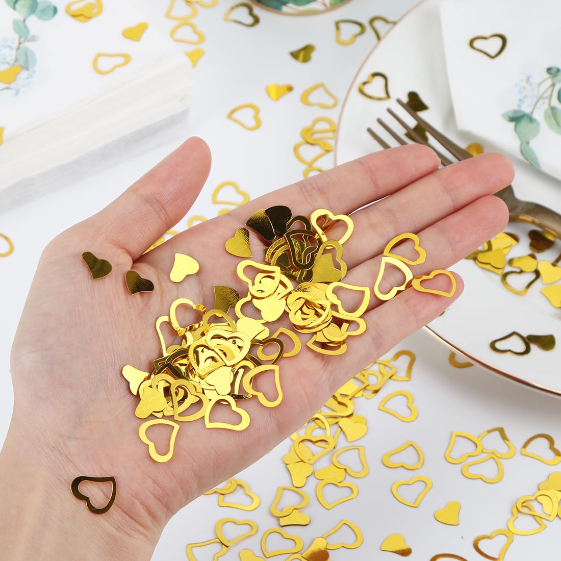 Coriandoli Matrimonio Dorati - 600-700 Pezzi A Forma Di Cuore | Per Tavoli, Decorazioni E Feste