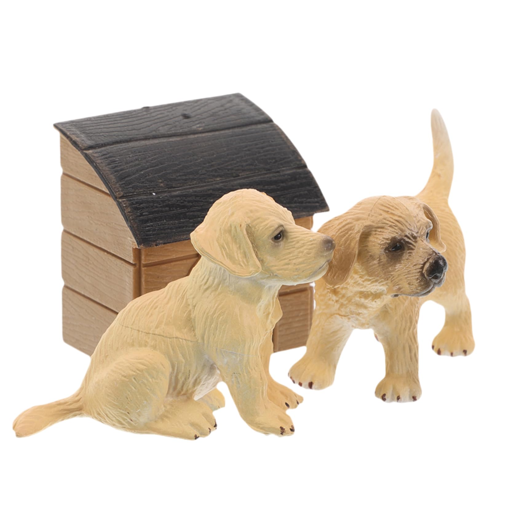 Abaodam Pet Dog With House kennel Set Miniature Fairy Garden Accessories Realistic Puppy Figures Playset for Dollhouse Pets Animal Statues Collection Decoration Craft Cake Topper