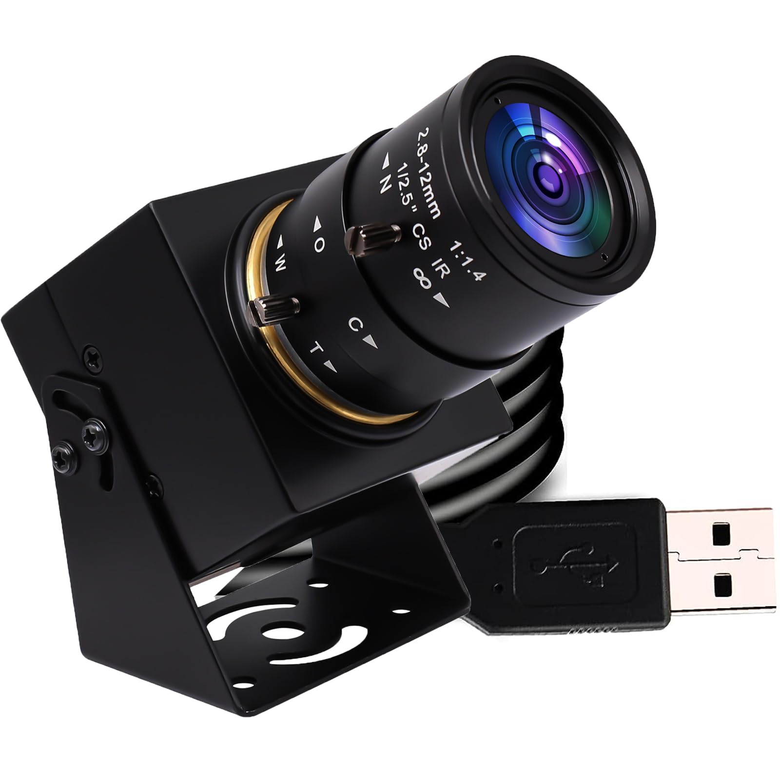 Mermaid Webcam USB 1080P con obiettivo zoom, fotocamera Full HD per computer 100fps/60fps/30fps per Windows/Mac/Linux/Android (fotocamera USB 1080P con obiettivo zoom 2.8-12mm)