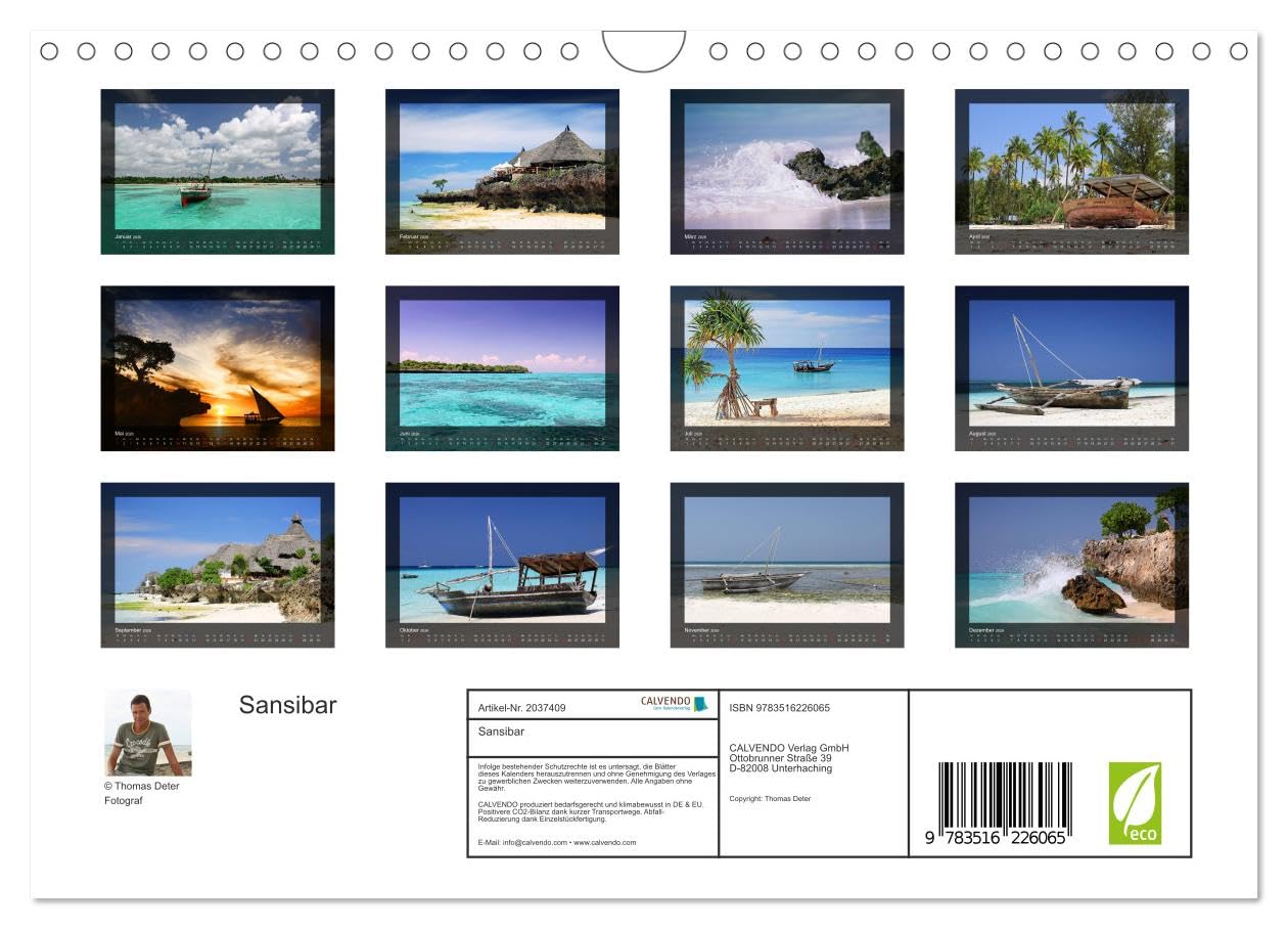 Sansibar (Wandkalender 2026 DIN A4 quer), CALVENDO Monatskalender: Impressionen Sansibar (CALVENDO Natur)