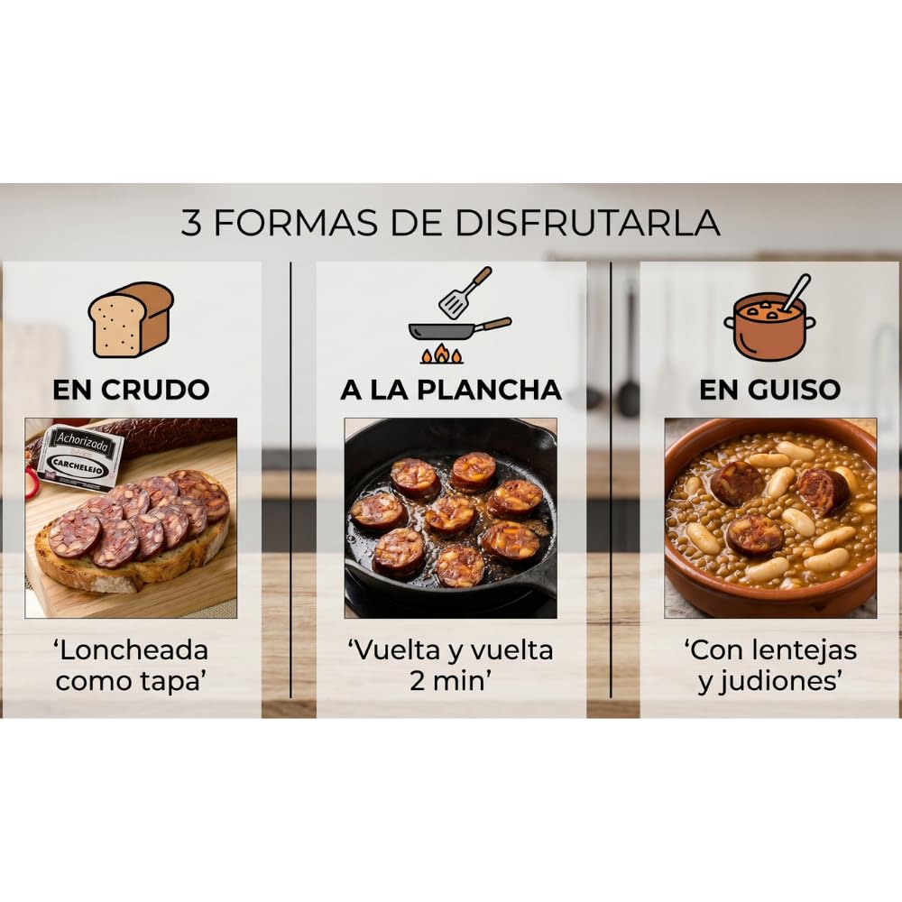 Morcilla Ibérica Achorizada 350g – Achorizada Ibérica Tradicional de Jaén con Cerdo Ibérico y Pimentón – Embutido Curado Sin Gluten – Pieza en Herradura – Ideal Tapas, Plancha y Guisos