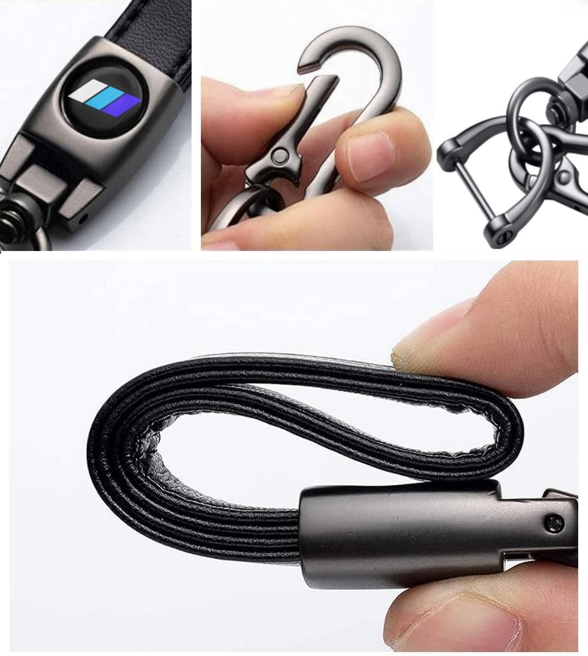 Tri-Color off road Leather Metal Car Key Chain Keyring Accessories, Keychain Keyring Family Present Car Accessories image 5