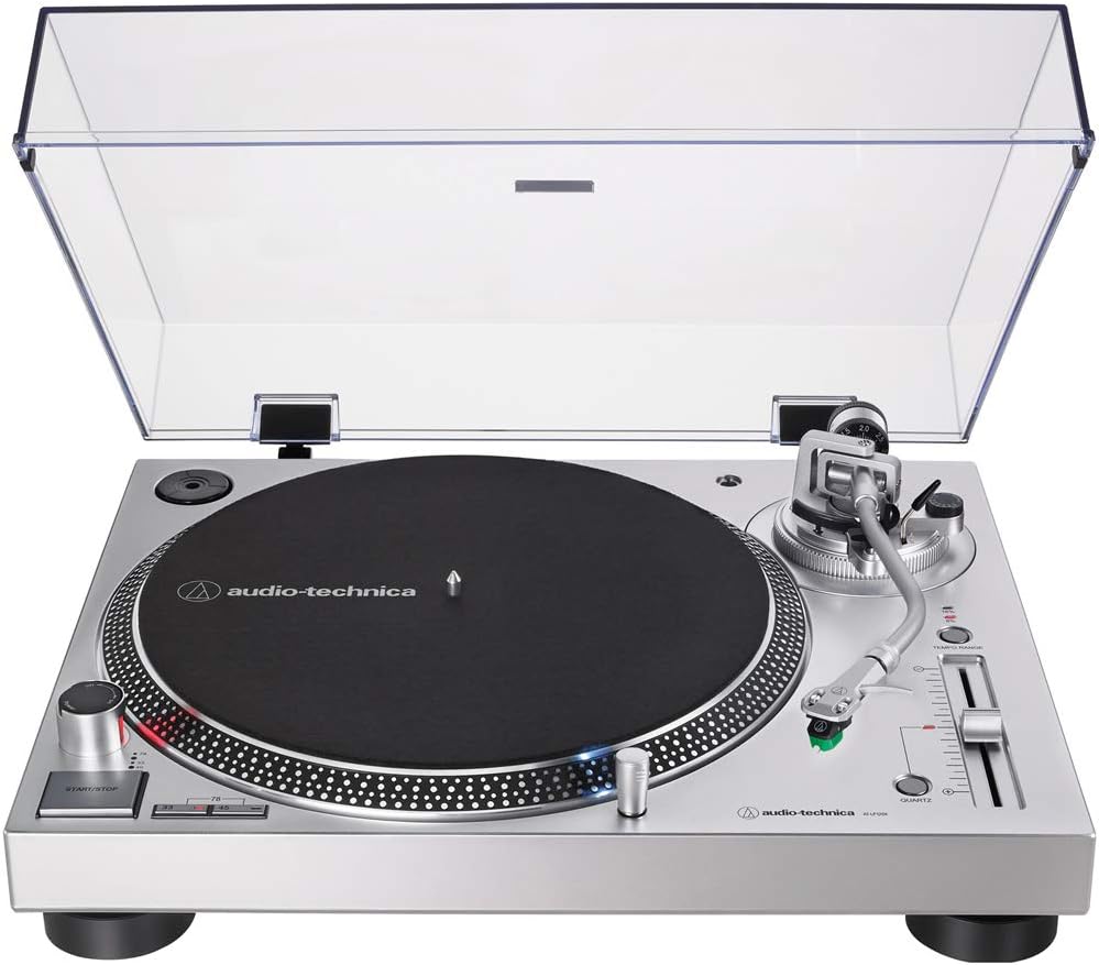 Audio-Technica AT-LP120XUSB Direct-Drive Turntable Analog/USB, Silver + Audio Immersion Bundle w/Platter, Vinyl Record Cleaning System & Mackie 3" Creative Reference Multimedia Monitors (Pair)