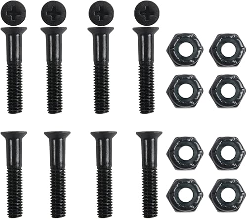 Miniatura 3 de Kit de actualización de hardware para monopatín - ABEC 5 rodamientos, elevadores, hardware de 1 pulgada, tuercas