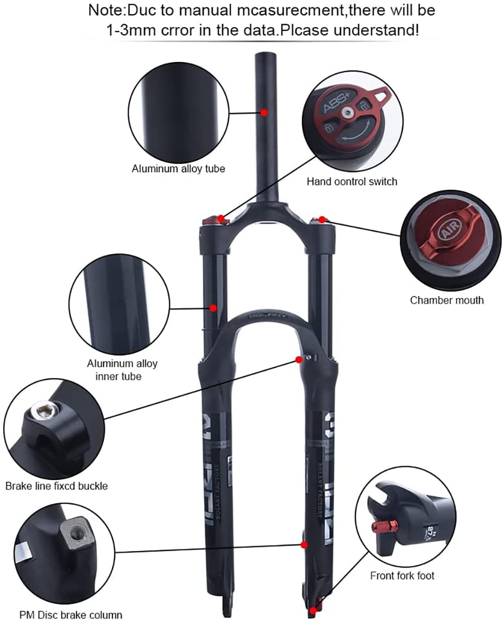 Amazon | BOLANY MTB バイクフォーク デュアルエアブラック 自転車