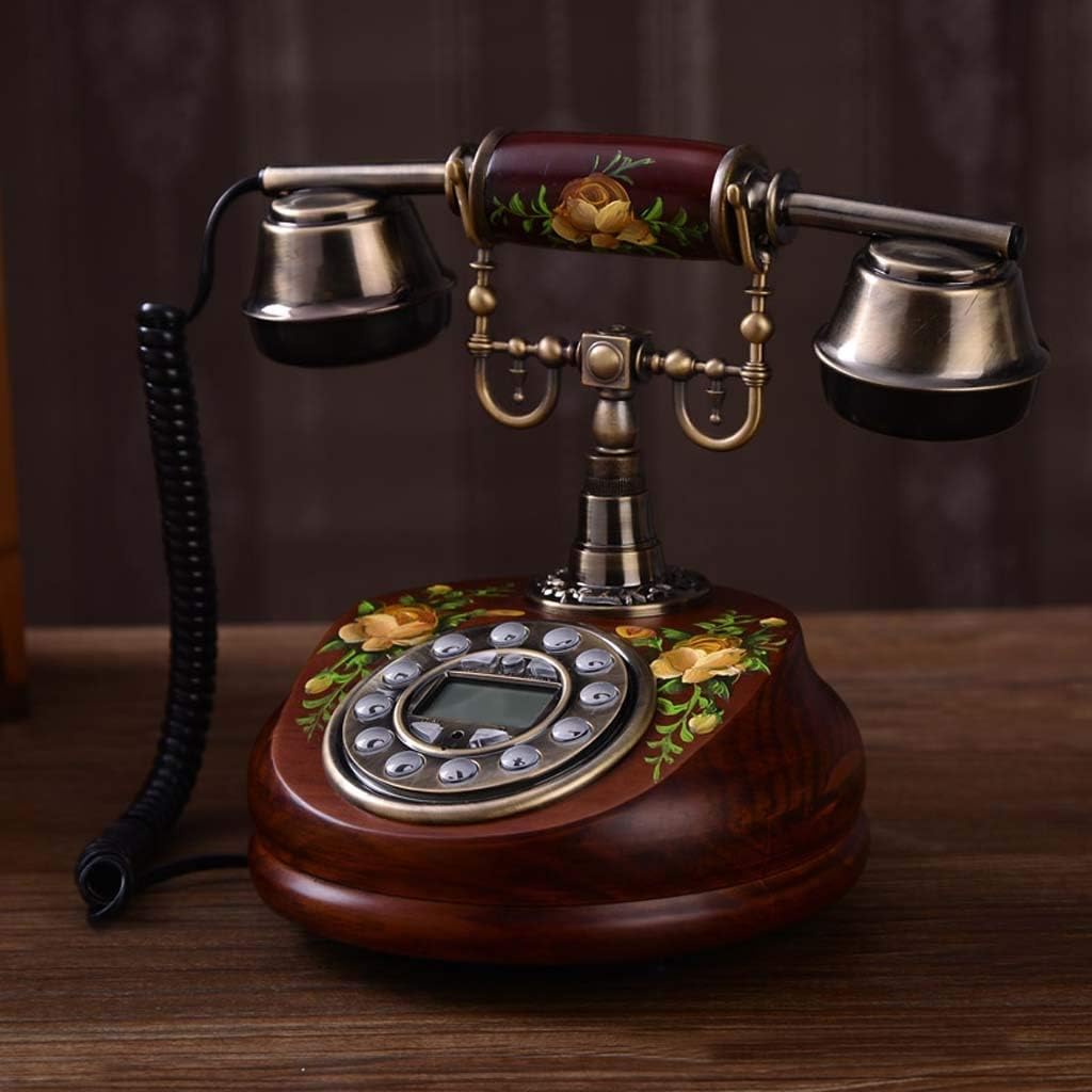 Qdid Antique Telephone Retro Vintage Landline House Home Phone Handset Corded Telephone with Classic Dial Set