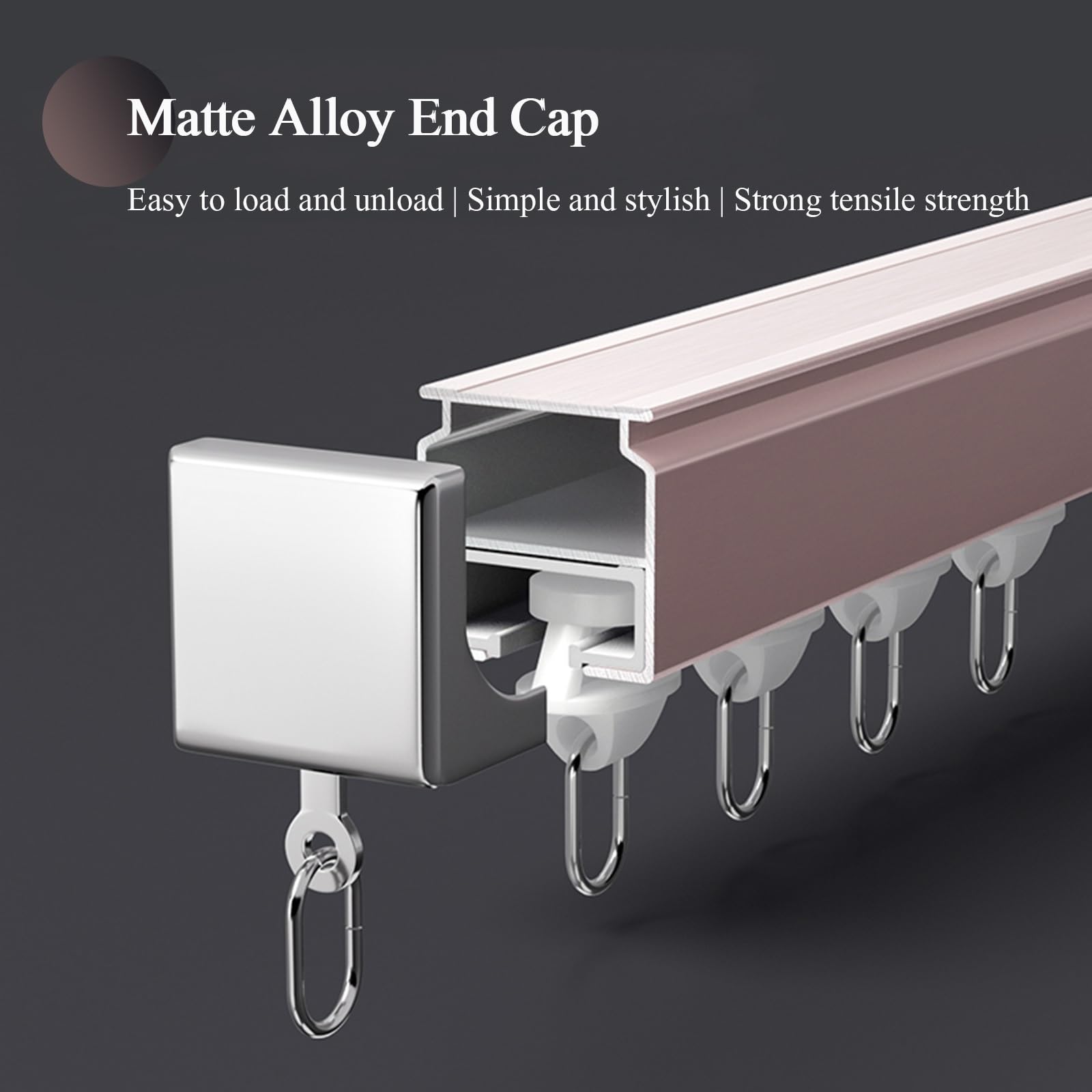 Cichy zestaw szyn do zasłon aluminiowych prętów sufitowych do zasłon 420 cm, róża, zawiera gładkie rolki, drążek do obróbki okien wykuszowych