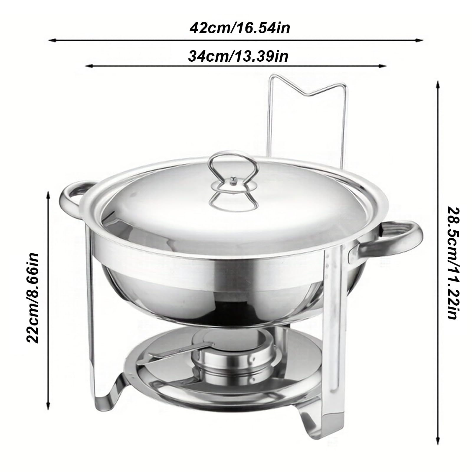 2 scaldavivande Chafing Dish da 4,5 l, scaldabagno rotondo in acciaio inox, contenitore termico per alimenti, scalda buffet, accessori per eventi catering, buffet con coperchio e clip per feste