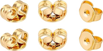 AIEX 6 Stück / 3 paar Ohrring Stopper Gold Ersatz Sichere Ohrverriegelung für Ohrstecker, Schmuckherstellung, Gold, 6 x 5 mm