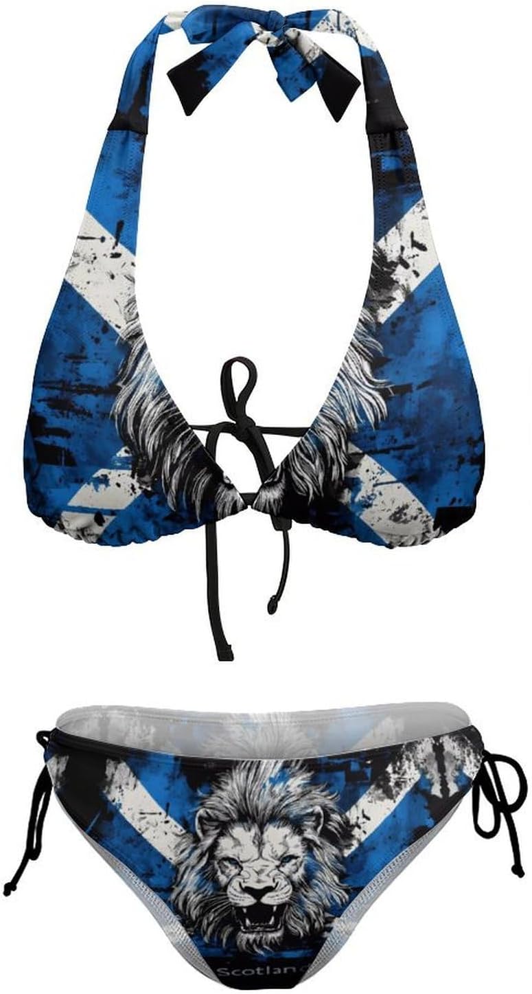 Scottish Scotland Lion Flag Novelty Women's 2 Piece String Bikini Set Swimsuits Bathing Suit Swimwear