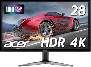 Acer KG281KAbmiipx SigmaLine 28-Inch Gaming Monitor 4K TN 3840 x 2160 1 ms 60 Hz FreeSync HDMI x 2 DP HDR Support Frameless Built-in Speakers Blue Light Reduction