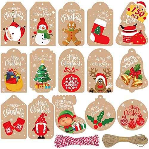 Funnlot Christmas Gift Tags with String Christmas Name Tags for Gifts 150pcs Christmas Tags with String Christmas Gift Tags with String Attached to from Christmas Tags Name Tags with 2 Strings
