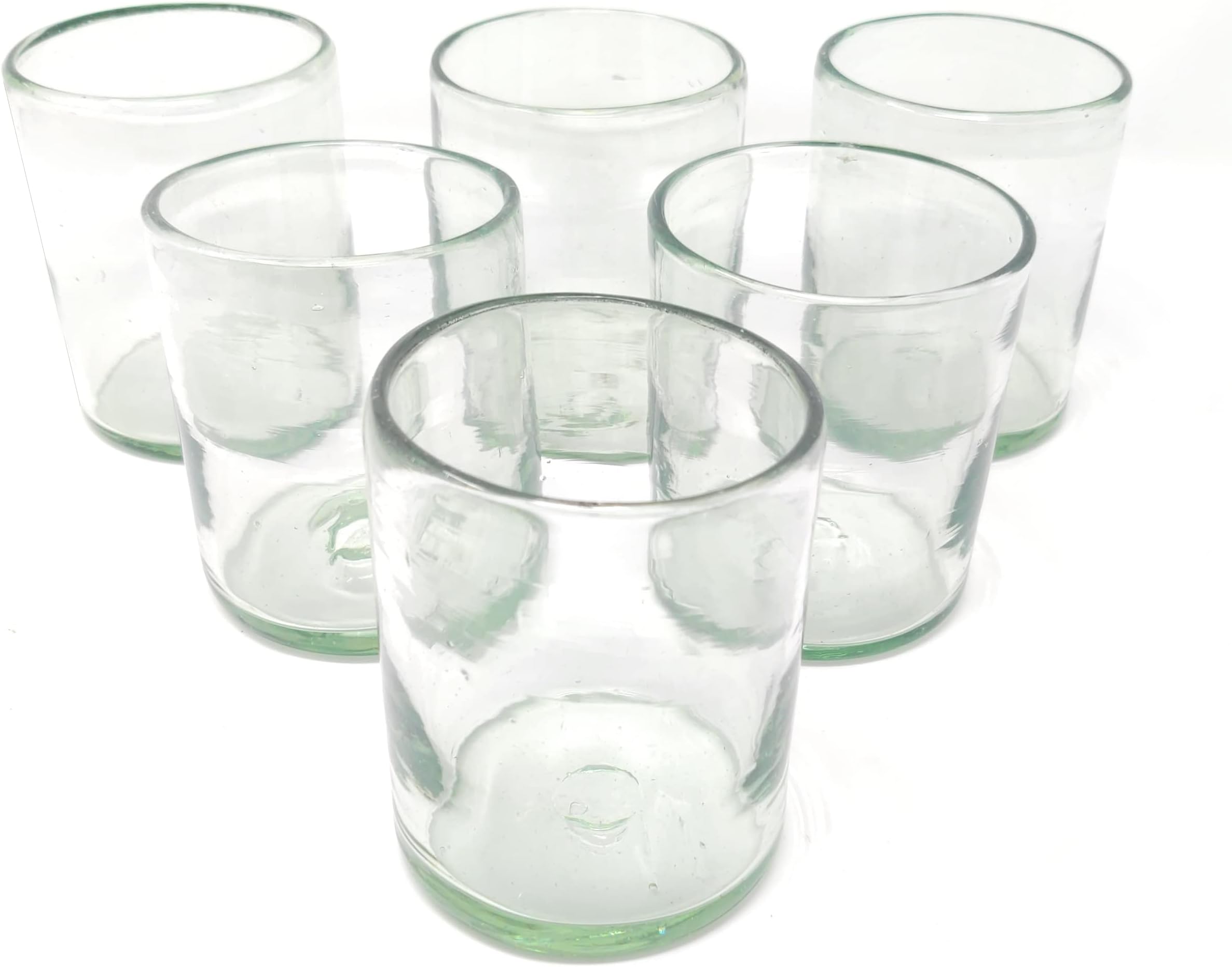Dos SueƱos Hand Blown Mexican Drinking Glasses ā Set of 6 Natural Clear Tumbler Glasses (10 oz each)